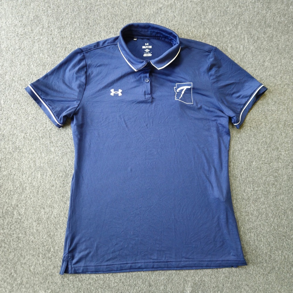 Under Armour Polo Shirt Women S Navy Blue Arizona Lightning Bolt EUC Performance